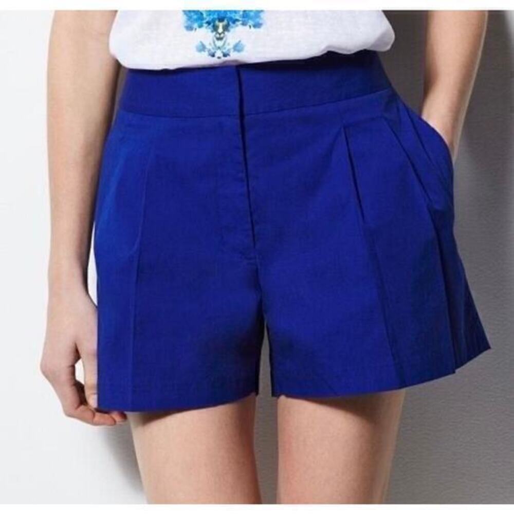 Milly Design Nation stretch cotton twill pleated dress shorts 12